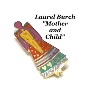 Laurel Burch "Mother and Child" Brooch, 1980s Vintage, Gold Plated